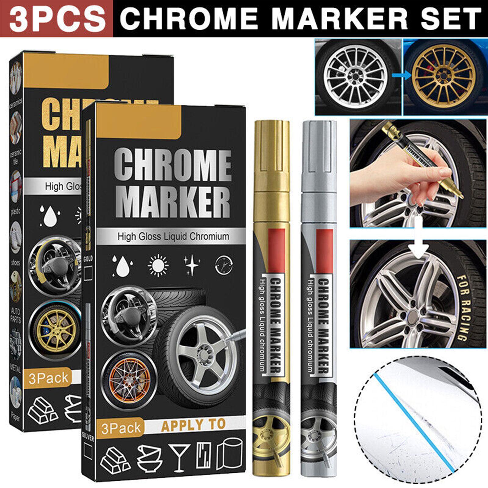 Metallic Paint Set - 3Pcs/Set Chrome Marker Pen Car DIY