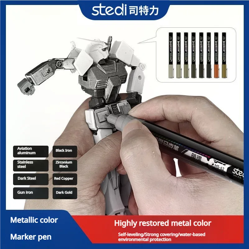 Metallic Paint Set - Stedi MS60-MS67 Metallic Marker Pen Chrome