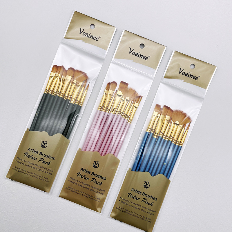 10pcs/set Nylon Hair Wooden Ha - Metallic Paint Set review and price