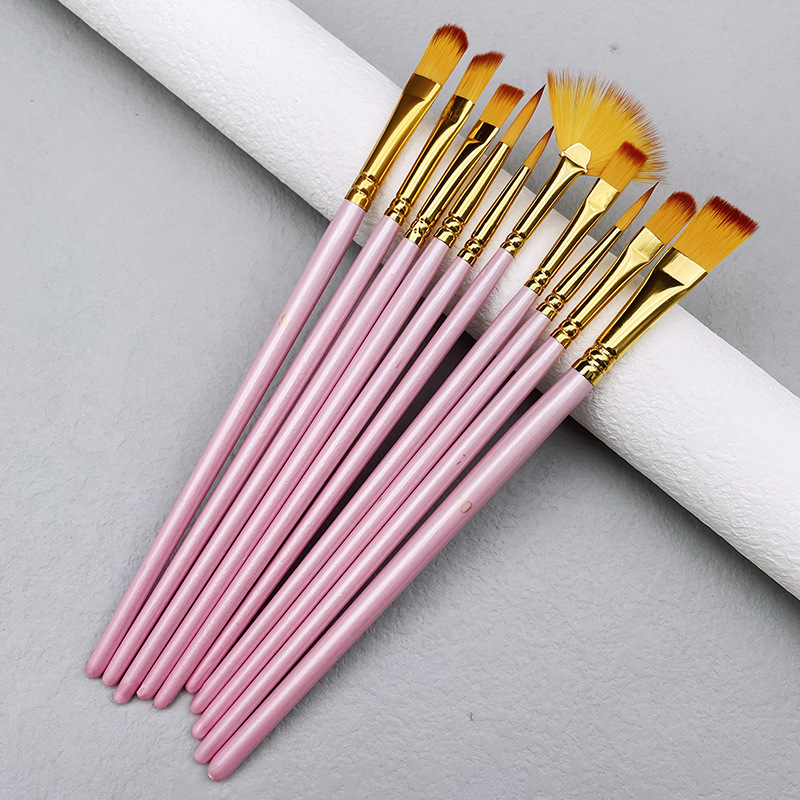 10pcs/set Nylon Hair Wooden Ha - Metallic Paint Set review and price