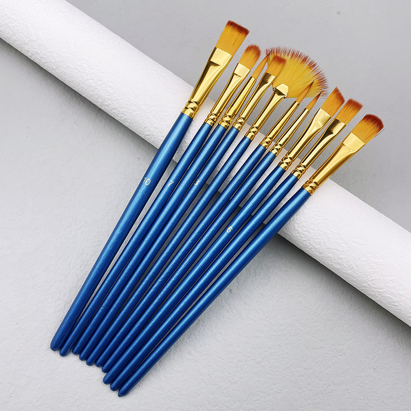 10pcs/set Nylon Hair Wooden Ha - Metallic Paint Set review and price