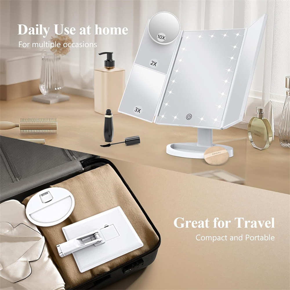 Bathroom Folding Makeup Mirror - Magnifier With Light review and price