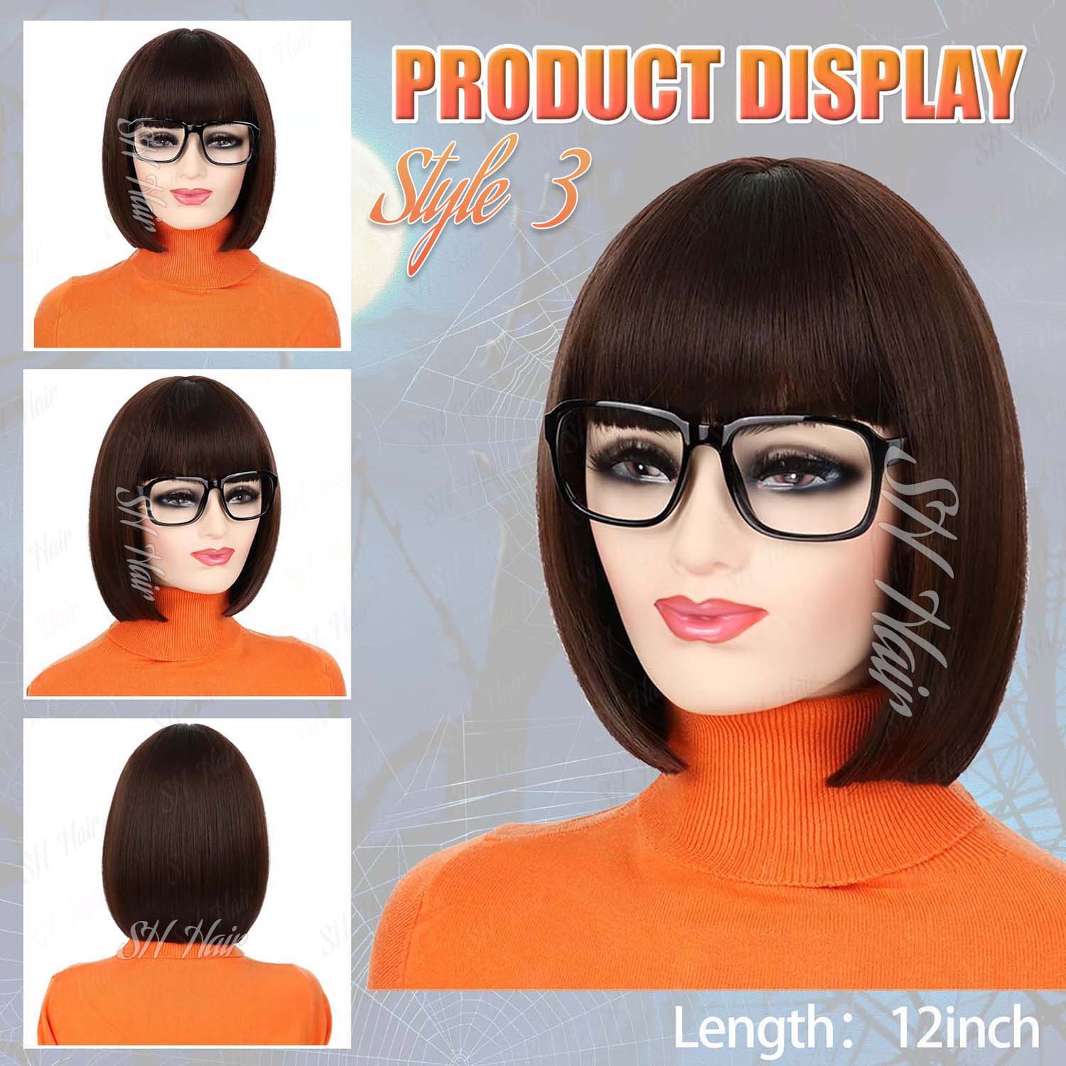 Synthetic Long Curly Orange Wi - Magnifier With Light review and price