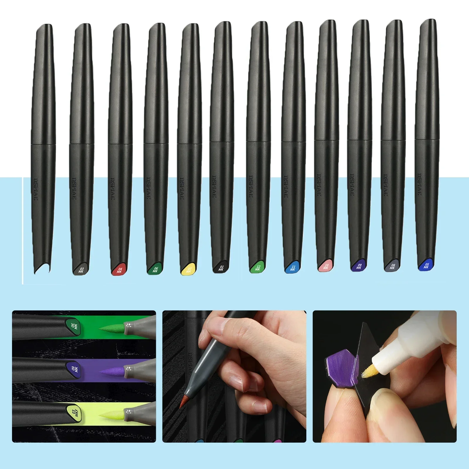 Dspiae 12 Colors Brush Pen Set - Metallic Paint Set review and price